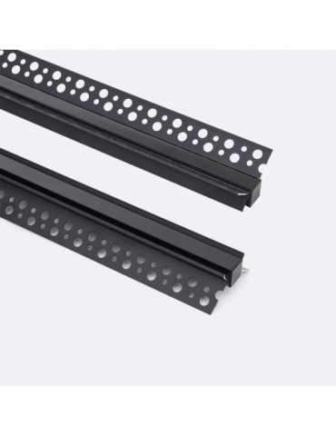 Profilé Aluminium Intégration Plâtre/Placo avec Capot Continu pour Ruban LED pour Angle Intérieur jusqu'à 9 mm