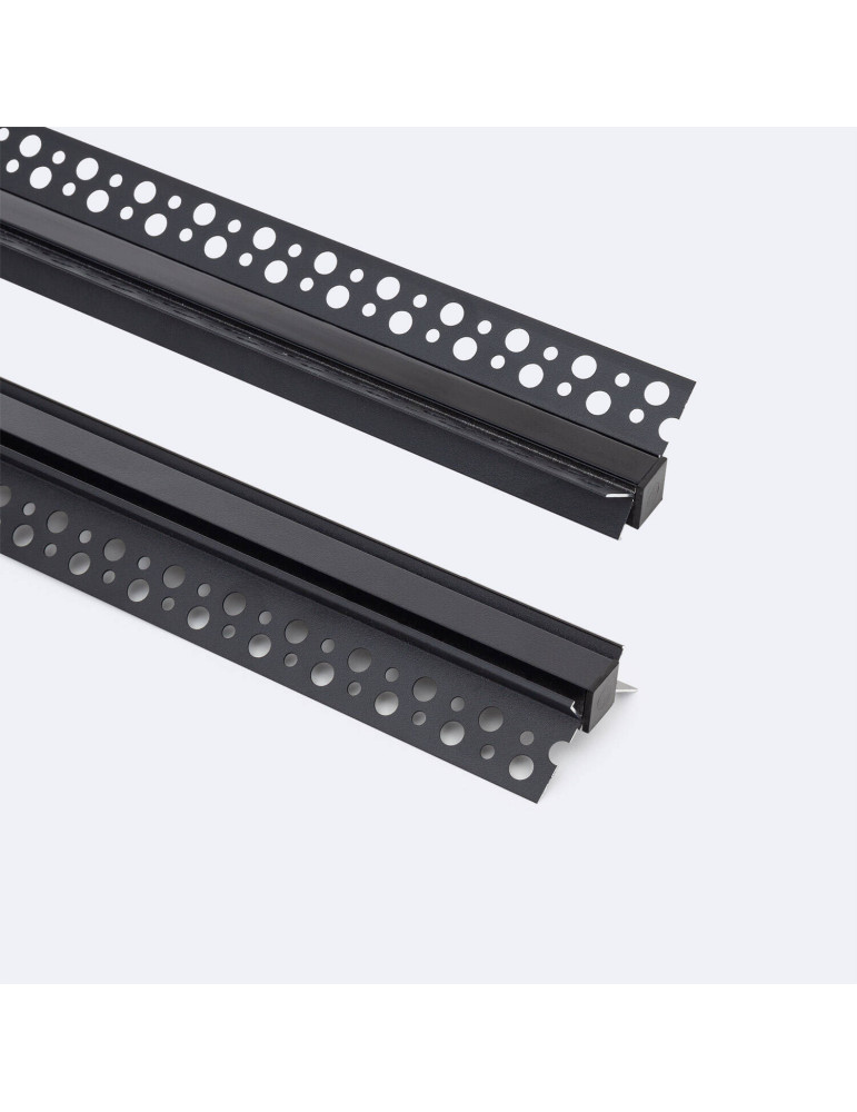 Profilé Aluminium Intégration Plâtre/Placo avec Capot Continu pour Ruban LED pour Angle Intérieur jusqu'à 9 mm