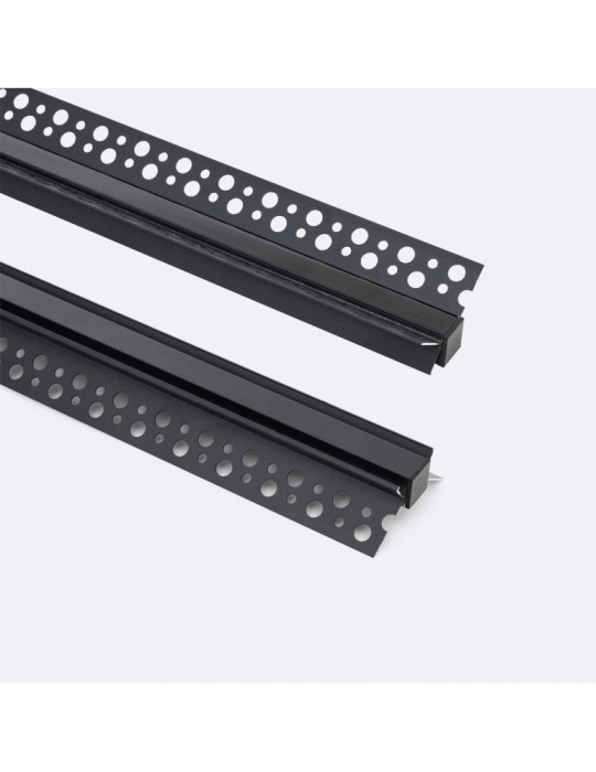 Profilé Aluminium Intégration Plâtre/Placo avec Capot Continu pour Ruban LED pour Angle Intérieur jusqu'à 9 mm