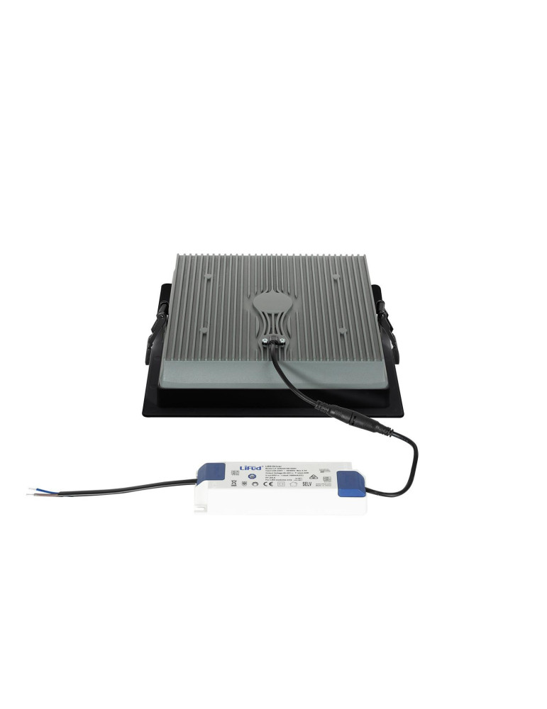 Downlight LED 40W Carré SAMSUNG Aero 130 lm/W Microprismatique LIFUD Coupe 210x210 mm Noir