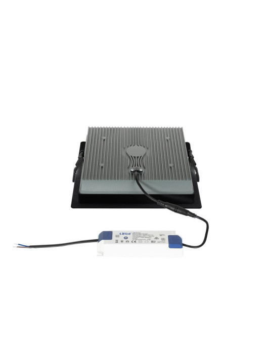 Downlight LED 40W Carré SAMSUNG Aero 130 lm/W Microprismatique LIFUD Coupe 210x210 mm Noir