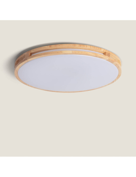 Plafonnier LED Rond Bois 20W CCT Sélectionnable Donati Ø405 mm