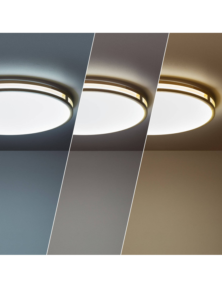 Plafonnier LED Rond Bois 20W CCT Sélectionnable Donati Ø405 mm