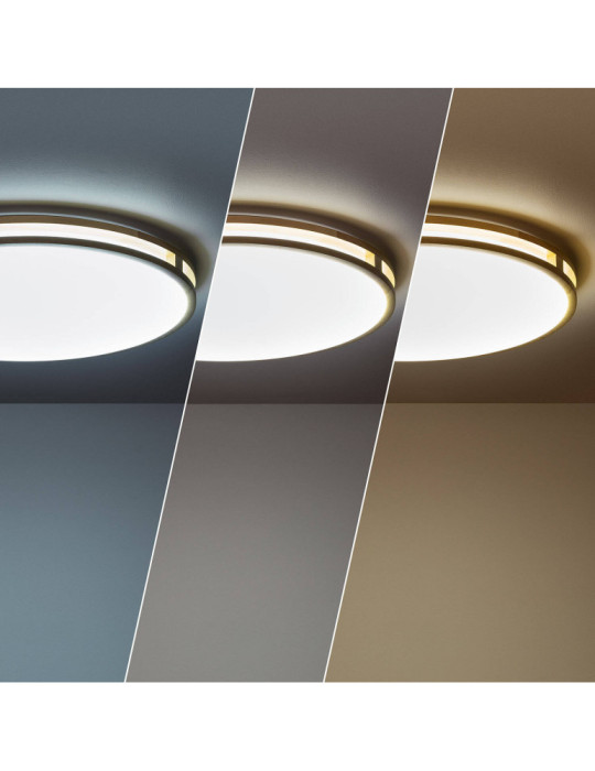 Plafonnier LED Rond Bois 20W CCT Sélectionnable Donati Ø405 mm