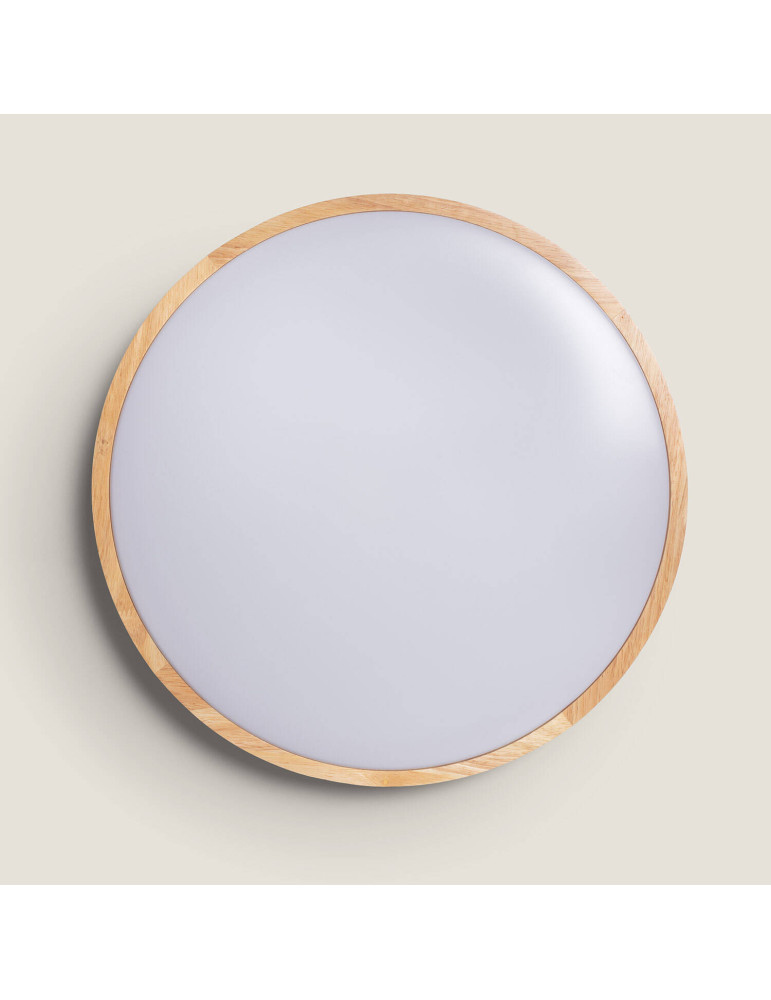 Plafonnier LED Rond Bois 20W CCT Sélectionnable Donati Ø405 mm