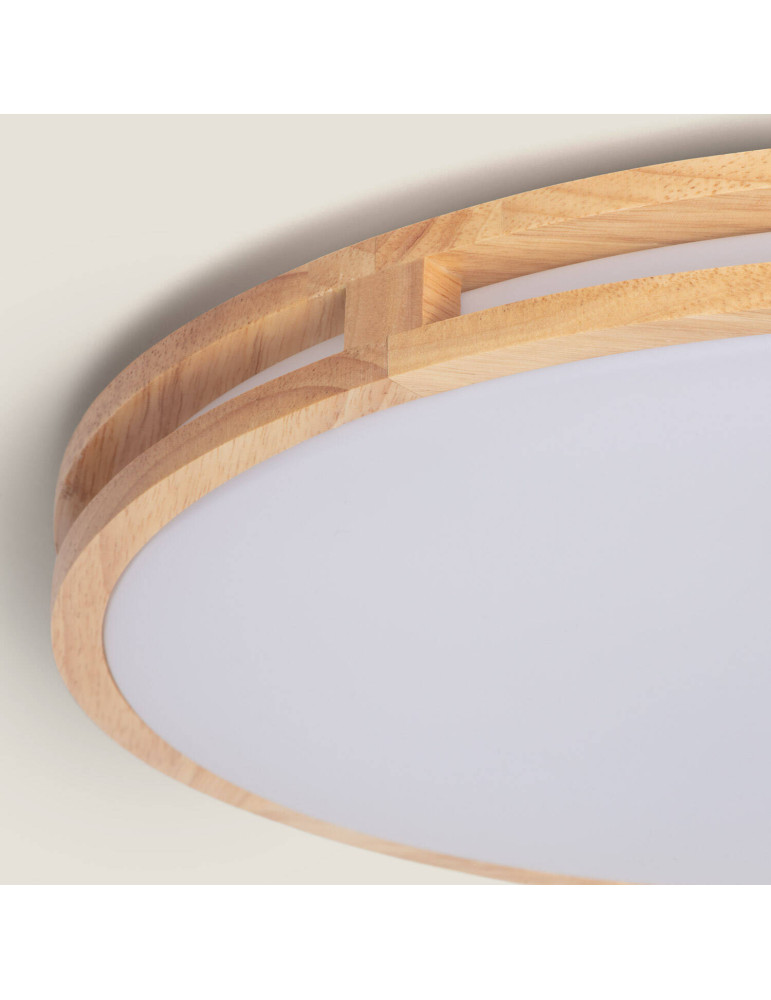 Plafonnier LED Rond Bois 20W CCT Sélectionnable Donati Ø405 mm