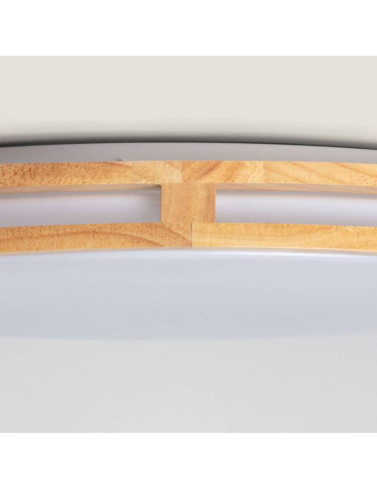 Plafonnier LED Rond Bois 20W CCT Sélectionnable Donati Ø405 mm