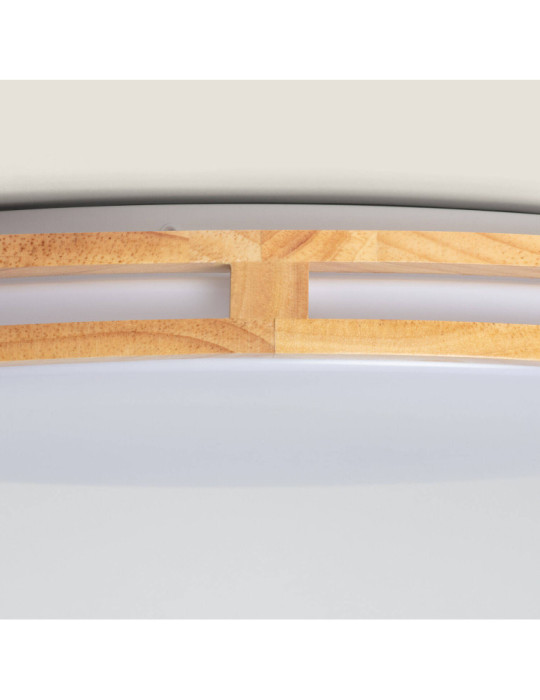 Plafonnier LED Rond Bois 20W CCT Sélectionnable Donati Ø405 mm