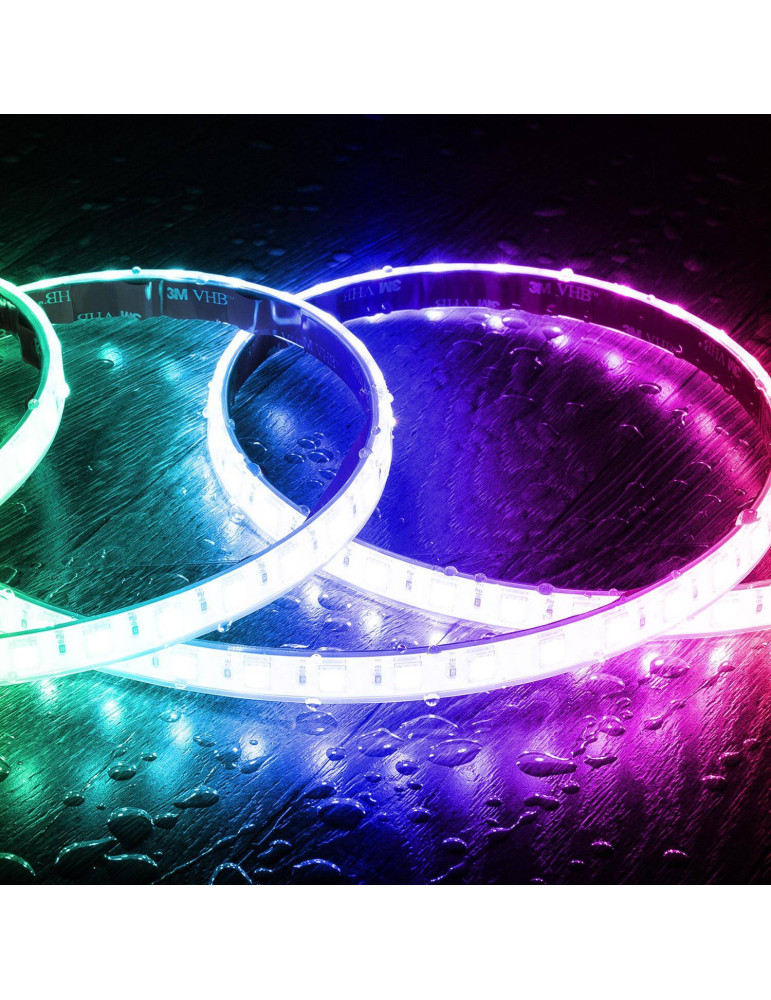 Ruban LED RGB 220V AC SMD5050 Silicone FLEX 60 LED/m IP67 sur mesure Largeur 12mm Coupe tous les 100 cm avec Télécommande