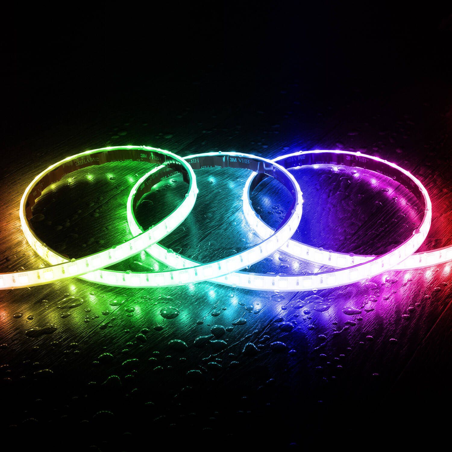 Ruban LED RGB 220V AC SMD5050 Silicone FLEX 60LED/m IP67 Largeur 12mm Coupe tous les 100 cm avec Télécommande 15 m