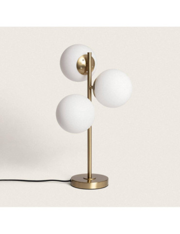 Lampe à Poser Métal et Verre Moonlight Brass 3 Spots