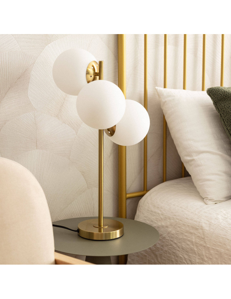 Lampe à Poser Métal et Verre Moonlight Brass 3 Spots