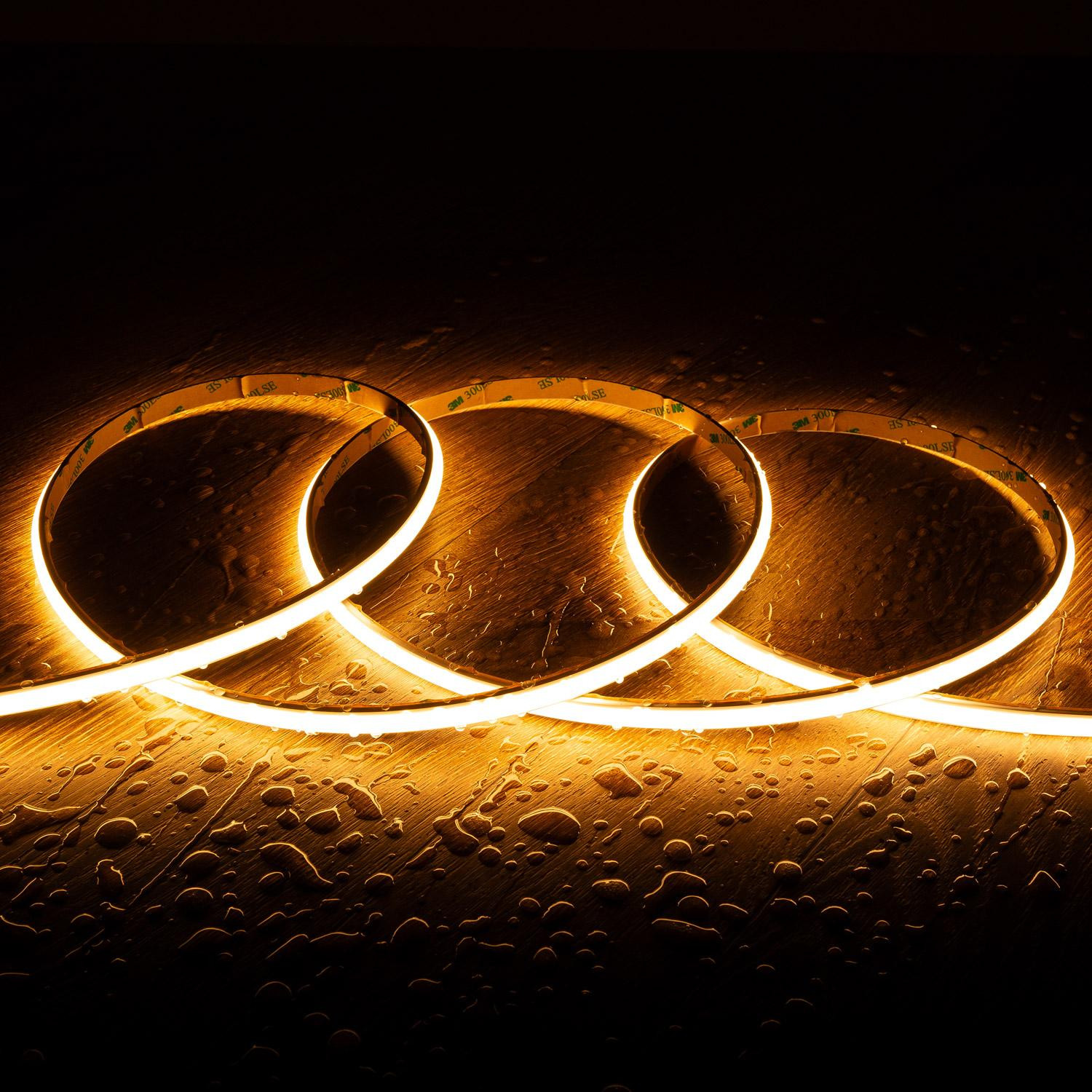 Ruban LED 24V DC WCOB Silicone FLEX 252LED/m 5m IP65 CRI90 Largeur 10mm FreeCut Blanc chaud 2700K