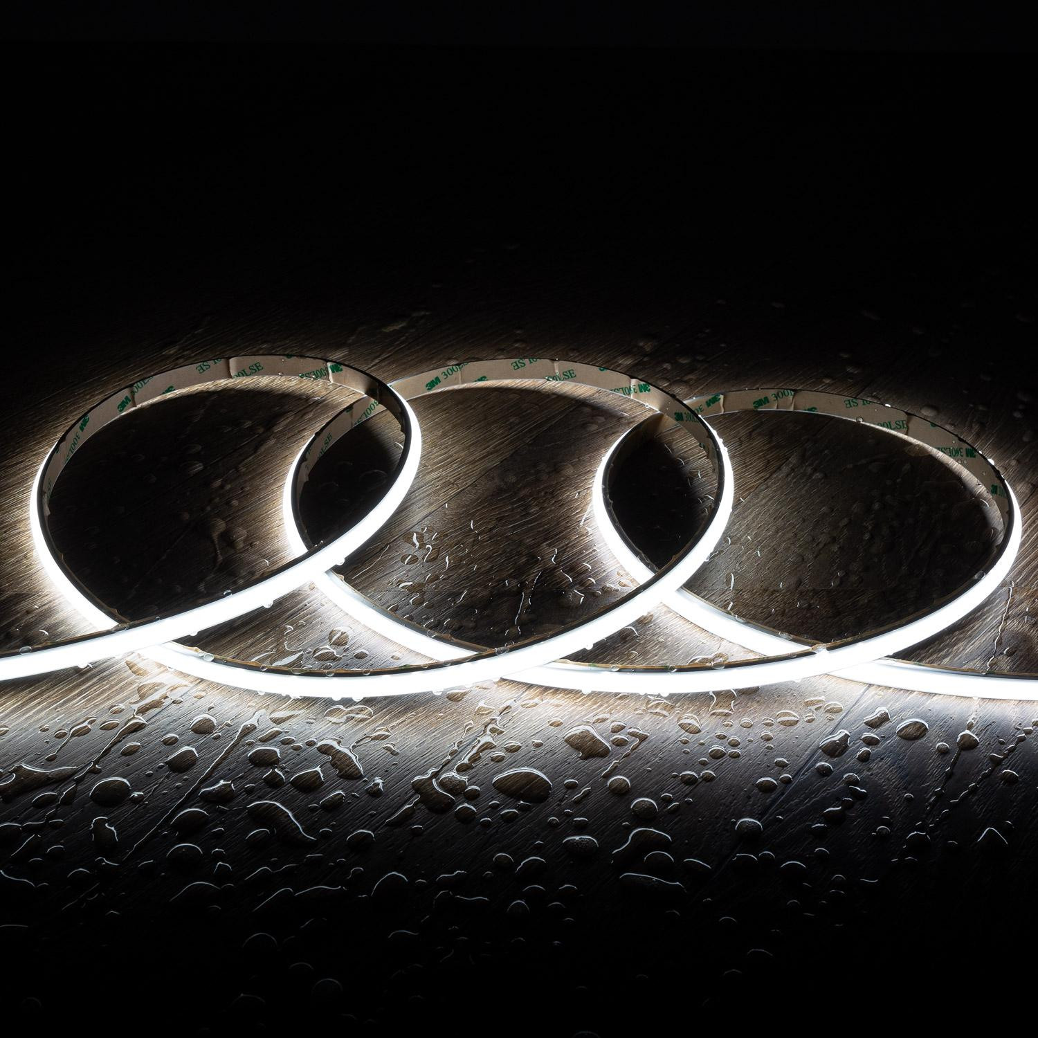 Ruban LED 24V DC WCOB Silicone FLEX 252LED/m 5m IP65 CRI90 Largeur 10mm FreeCut Blanc froid 5000K