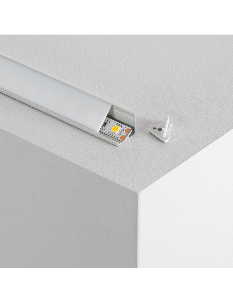 Profilé Aluminium Angle Deux Projections 1m pour Rubans LED  jusqu'à 8mm