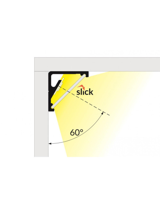 Profilé Aluminium Angle Deux Projections 1m pour Rubans LED  jusqu'à 8mm