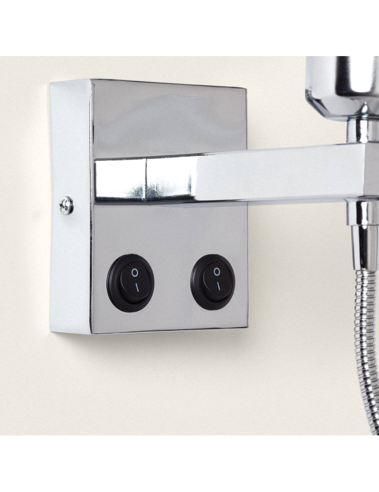 Lampe Murale avec Lumière de Lecture 2.5W Métal Silver-Kianga