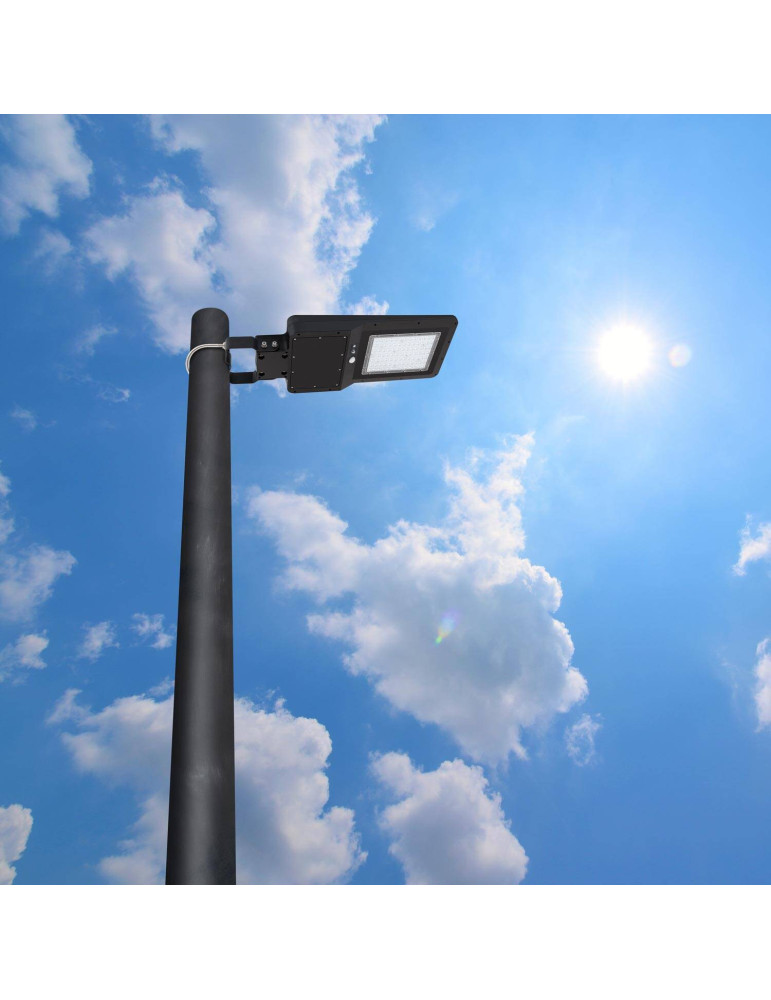 Lampadaire LED Solaire 4800 lm 110 lm/W avec Détecteur de Présence et Crépusculaire