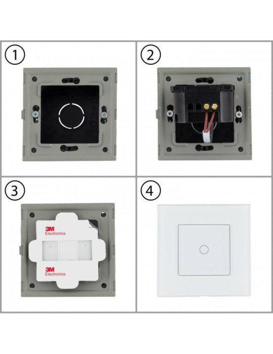 Interrupteur Tactile Triple avec Cadre Verre Modern