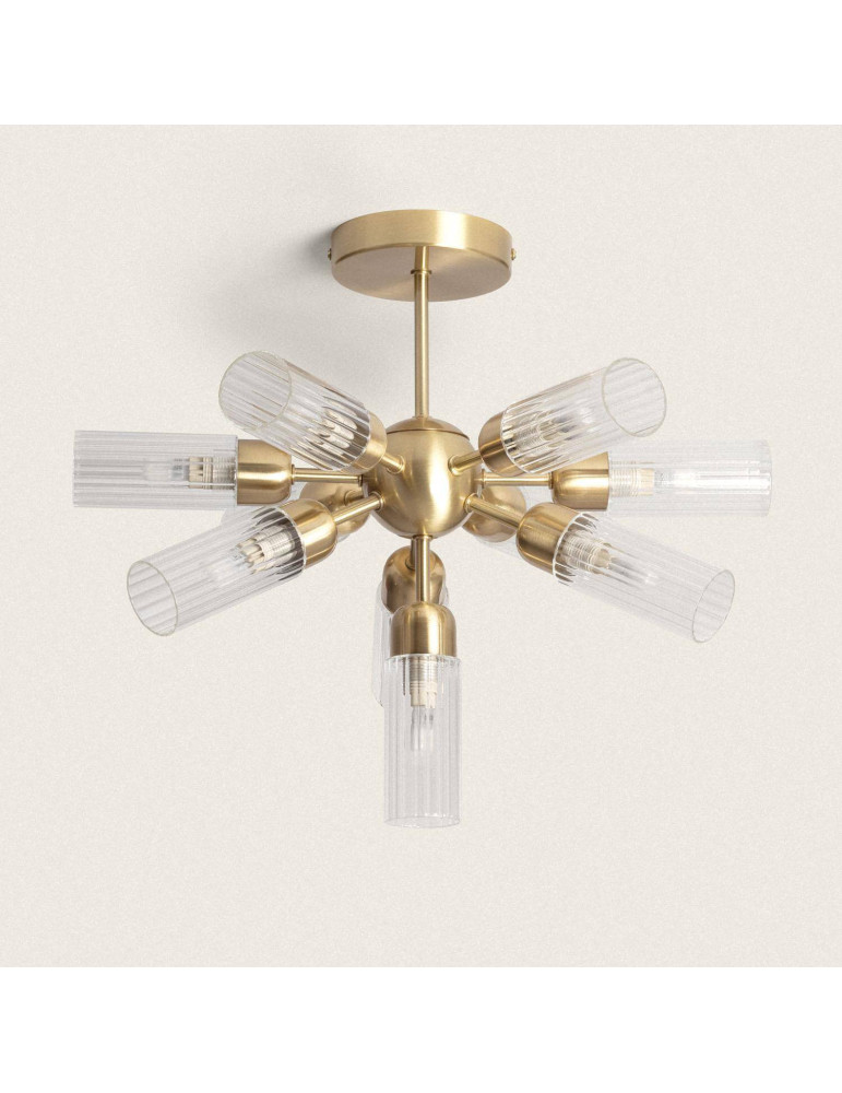 Plafonnier Métal et Verre 10 Spots Iraide