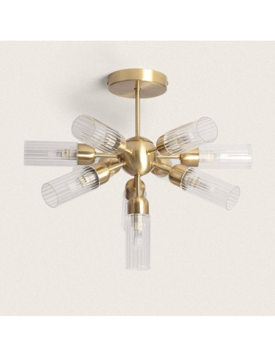 Plafonnier Métal et Verre 10 Spots Iraide