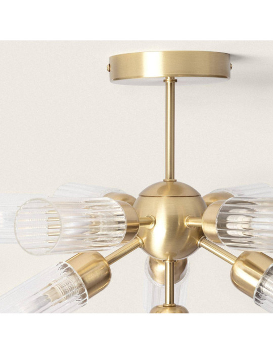 Plafonnier Métal et Verre 10 Spots Iraide