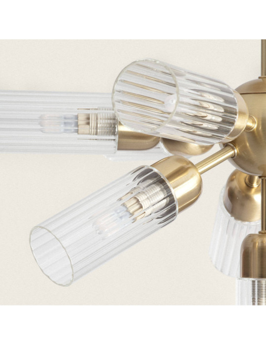 Plafonnier Métal et Verre 10 Spots Iraide