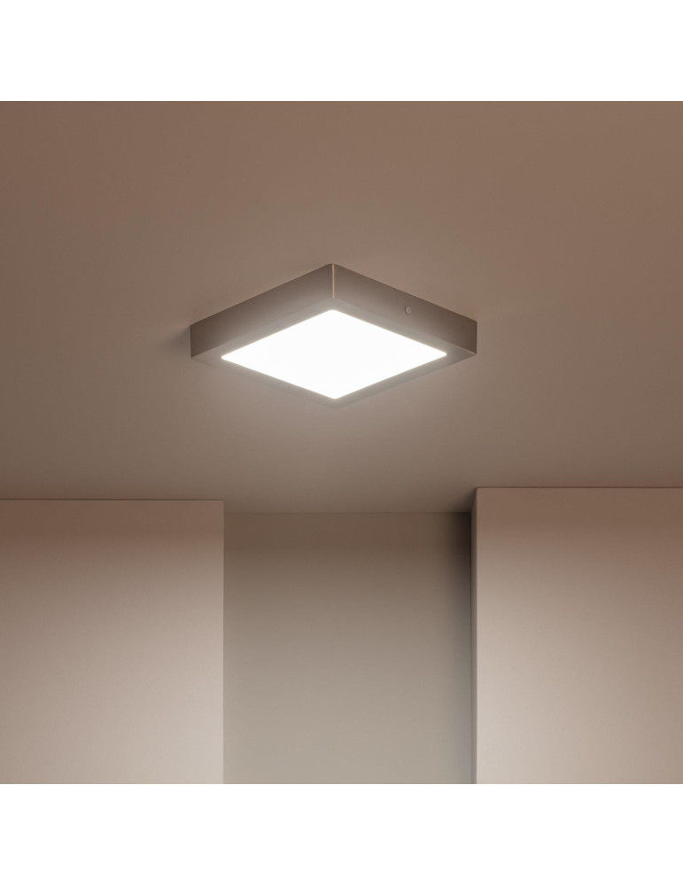 Plafonnier LED Carré Métal 18W Argenté 225x225 mm