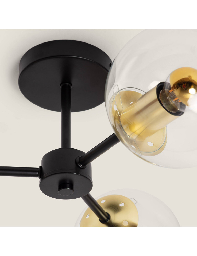 Plafonnier Métal et Verre Wassily Gold 3 Spots