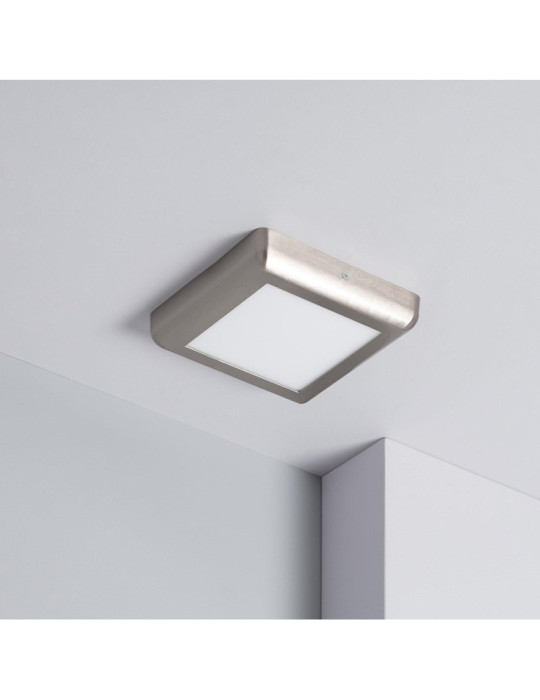 Plafonnier LED Carré 12W Métal Design Silver 180x180 mm