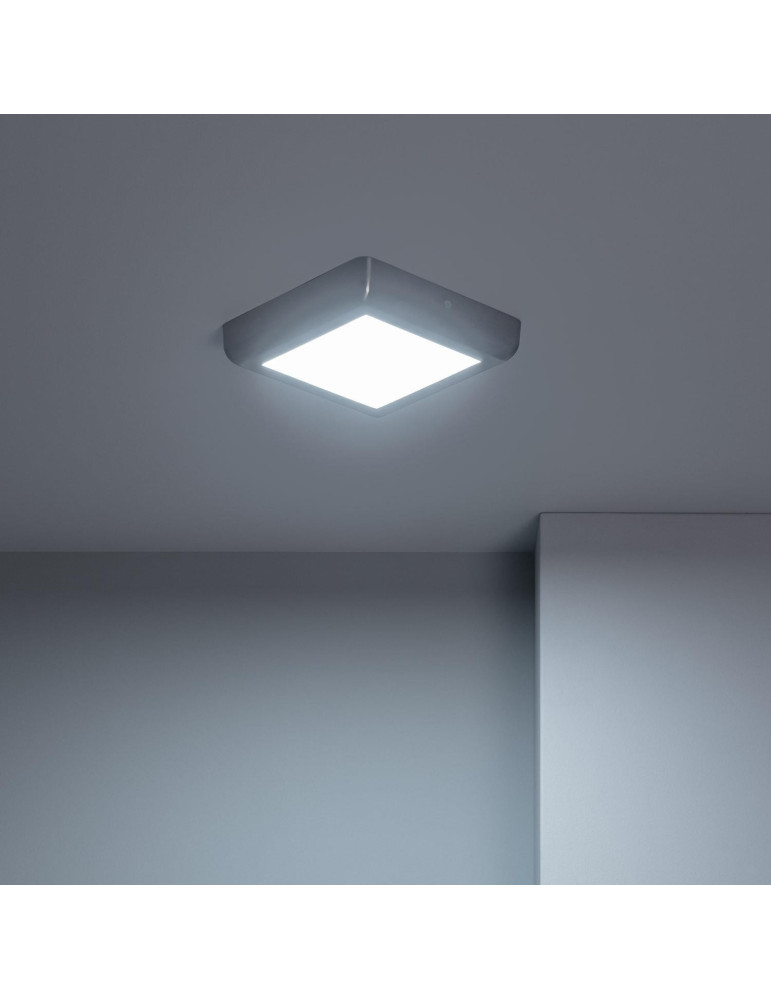 Plafonnier LED Carré 12W Métal Design Silver 180x180 mm
