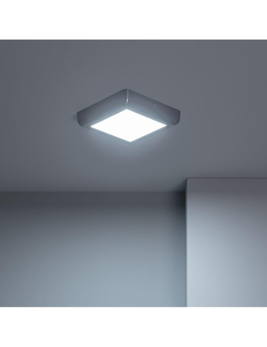 Plafonnier LED Carré 12W Métal Design Silver 180x180 mm