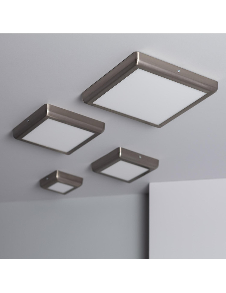 Plafonnier LED Carré 12W Métal Design Silver 180x180 mm