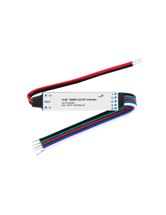 Mini Contrôleur Variateur Ruban LED 12/24V DC RGBW compatible avec Télécommande RF