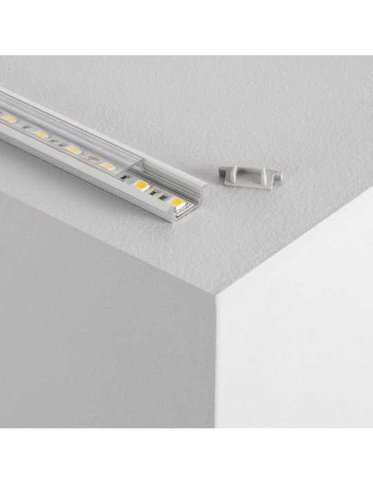 Profilé Aluminium Encastré avec Capot Continu pour Ruban LED jusqu'à 12 mm