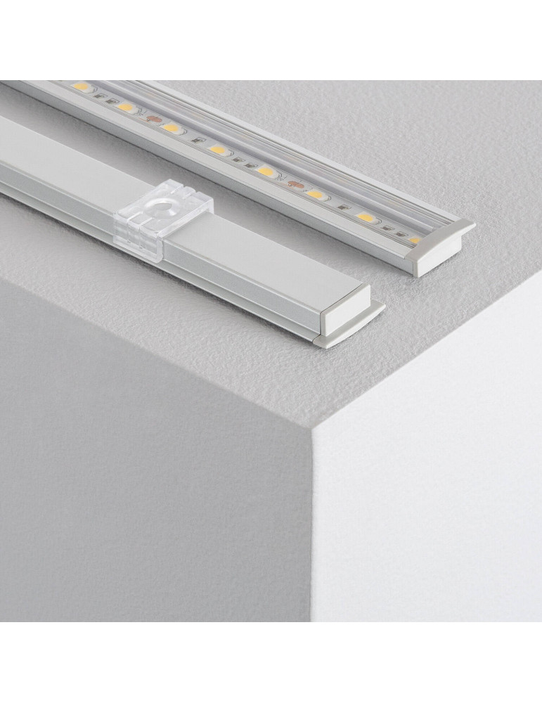 Profilé Aluminium Encastré avec Capot Continu pour Ruban LED jusqu'à 12 mm