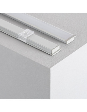 Profilé Aluminium Encastré avec Capot Continu pour Ruban LED jusqu'à 12 mm
