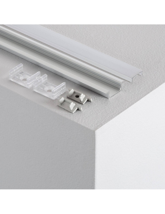 Profilé Aluminium Encastré avec Capot Continu pour Ruban LED jusqu'à 12 mm