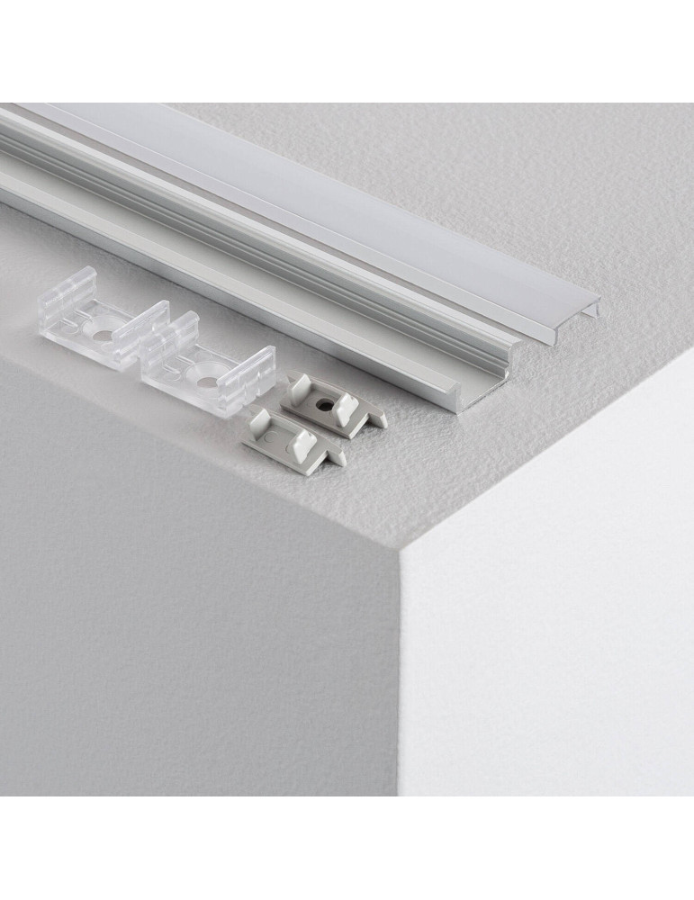 Profilé Aluminium Encastré avec Capot Continu pour Ruban LED jusqu'à 12 mm