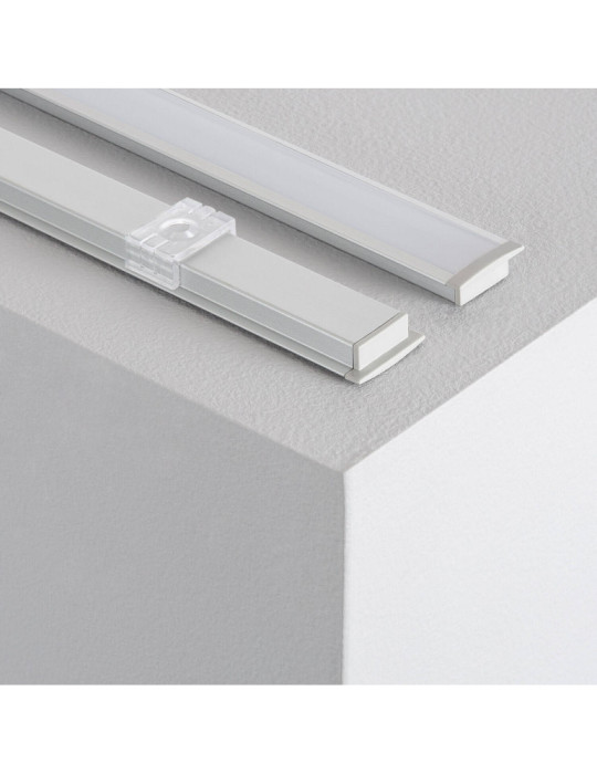 Profilé Aluminium Encastré avec Capot Continu pour Ruban LED jusqu'à 12 mm