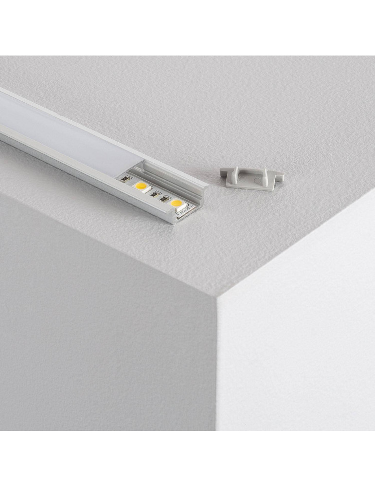 Profilé Aluminium Encastré avec Capot Continu pour Ruban LED jusqu'à 12 mm