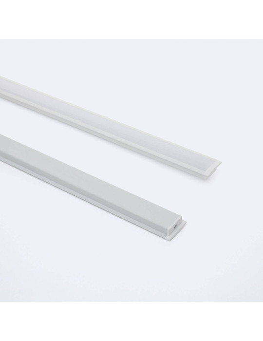 Profilé Aluminium Encastré avec Capot Continu pour Ruban LED jusqu'à 12 mm