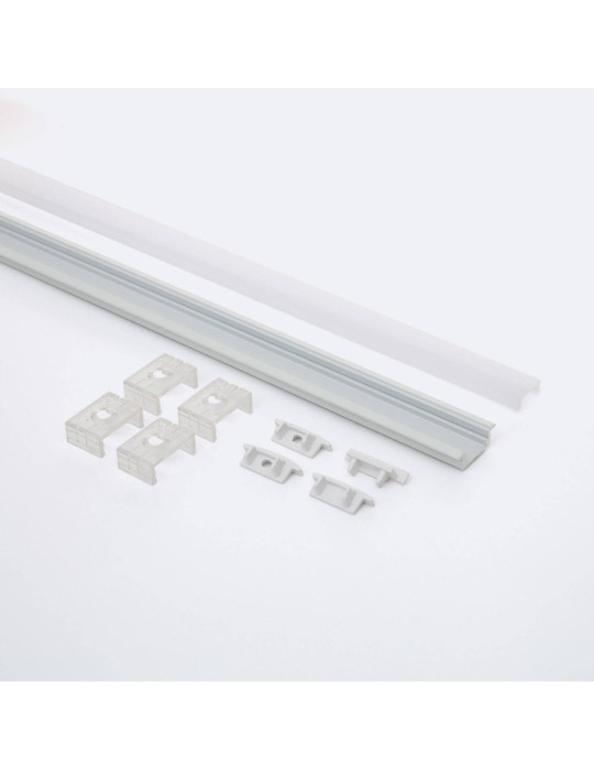 Profilé Aluminium Encastré avec Capot Continu pour Ruban LED jusqu'à 12 mm