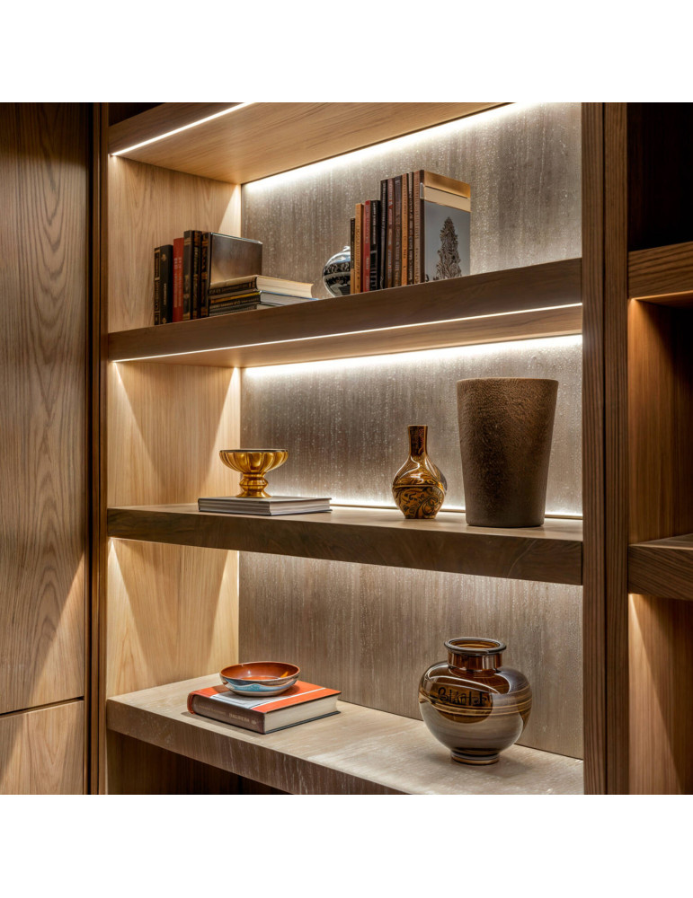 Profilé Aluminium Encastré avec Capot Continu pour Ruban LED jusqu'à 12 mm