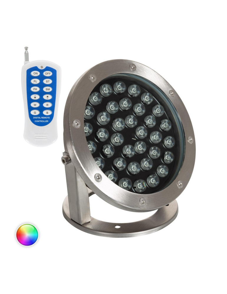 Spot LED RGB Fixation au Sol 12V 36W Submersible IP68