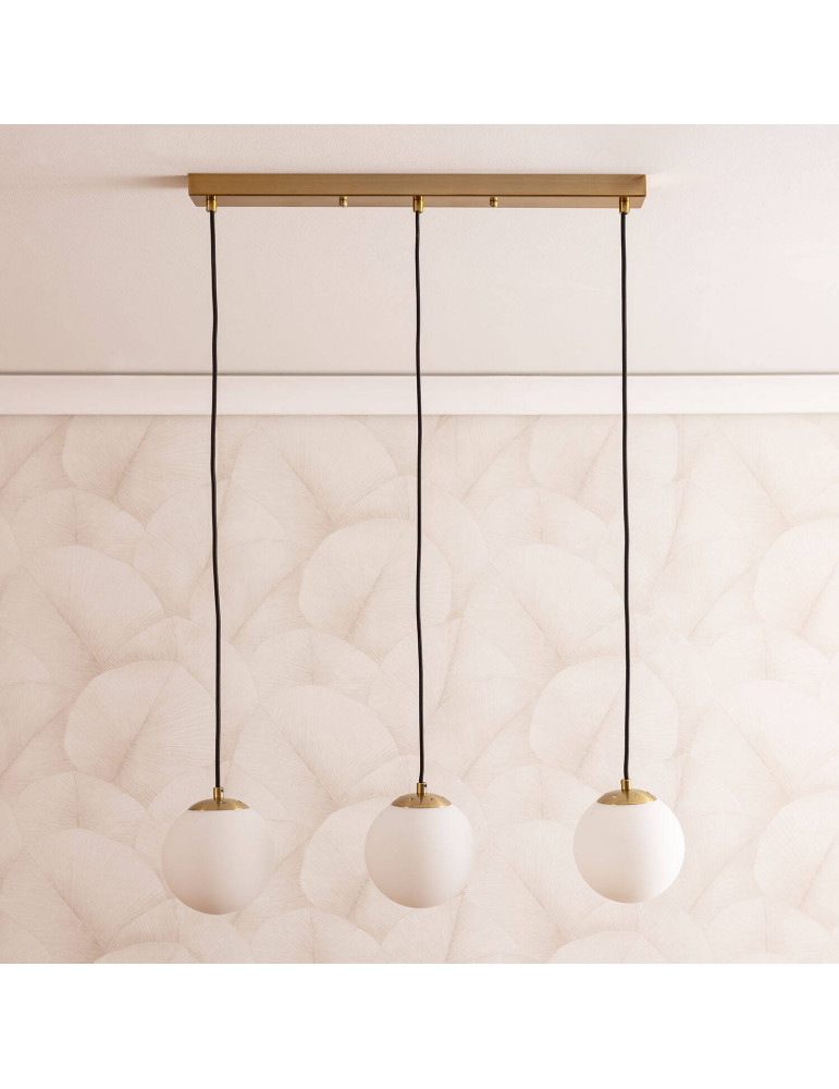 Suspension Métal et Verre Moonlight Brass 3 Spots