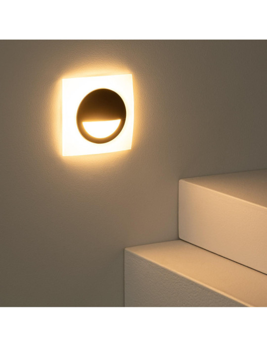 Balise LED 3W Encastrable au Mur Carée Occulare Noire