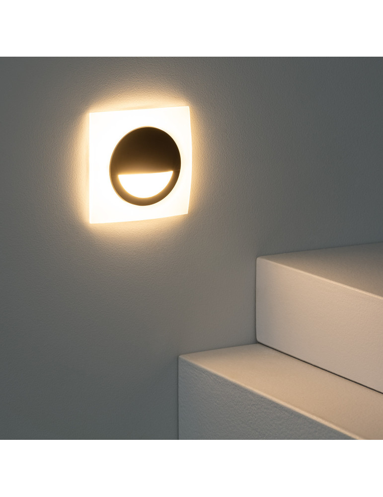 Aplique LED 3W Cuadrado de Aluminio Occulare Negro