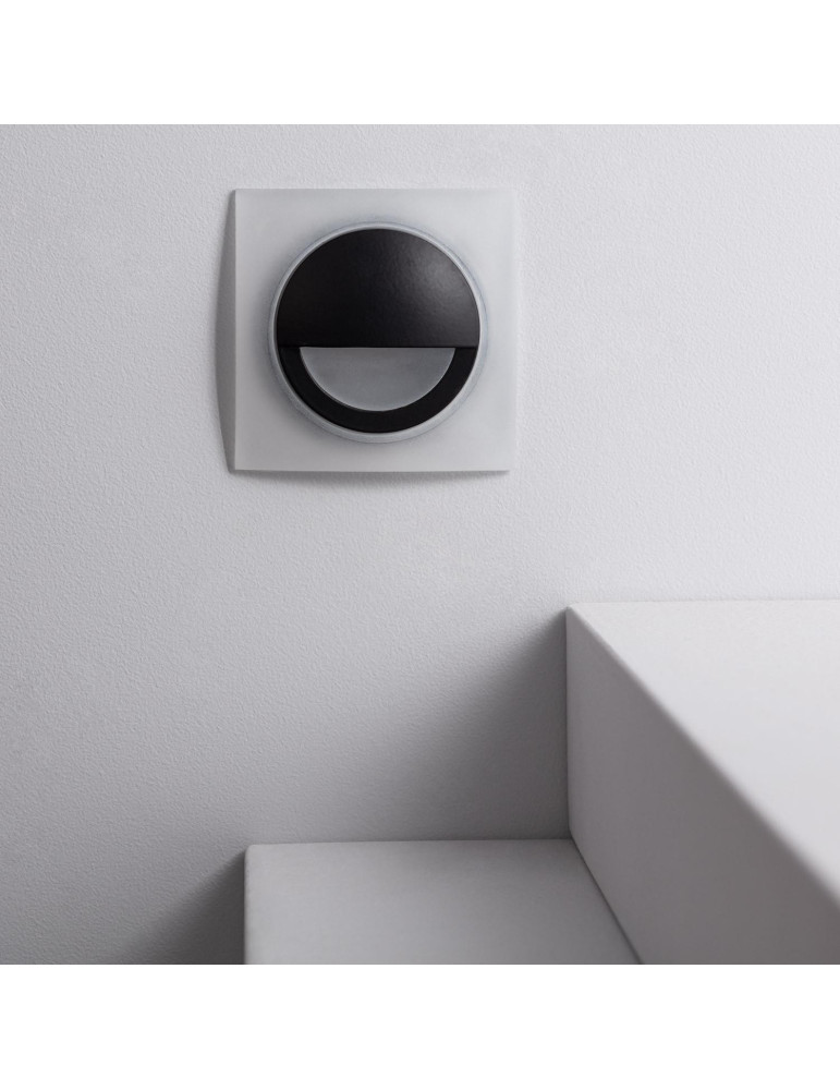 Balise LED 3W Encastrable au Mur Carée Occulare Noire