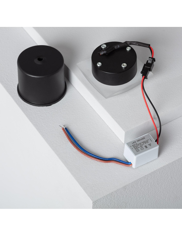 Balise LED 3W Encastrable au Mur Carée Occulare Noire